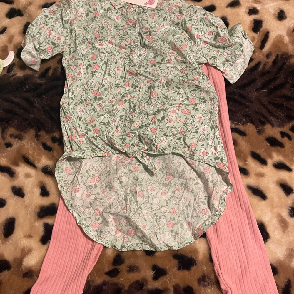Floral Green and Pink Baby Outfit